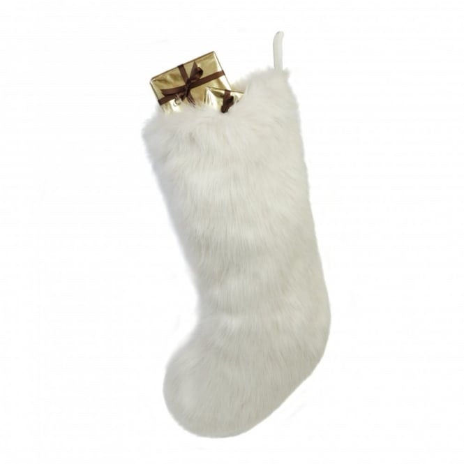 Large Snow White Luxury Faux Fur Christmas Stocking by Helen Moore