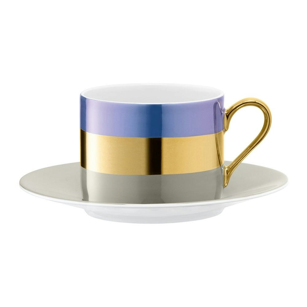 Set Of 2 Blueberry Bangle Porcelain Teacup & Saucer by LSA International