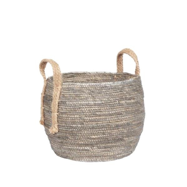 Medium Light Grey Rustic Basket by Ib Laursen