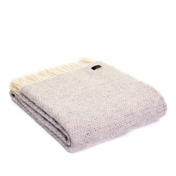 Soft Grey Beehive Pure New Wool Throw by Tweedmill