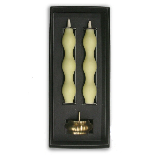 T Type Brass Candle Holder With Nanao Candle Set by Nousaku