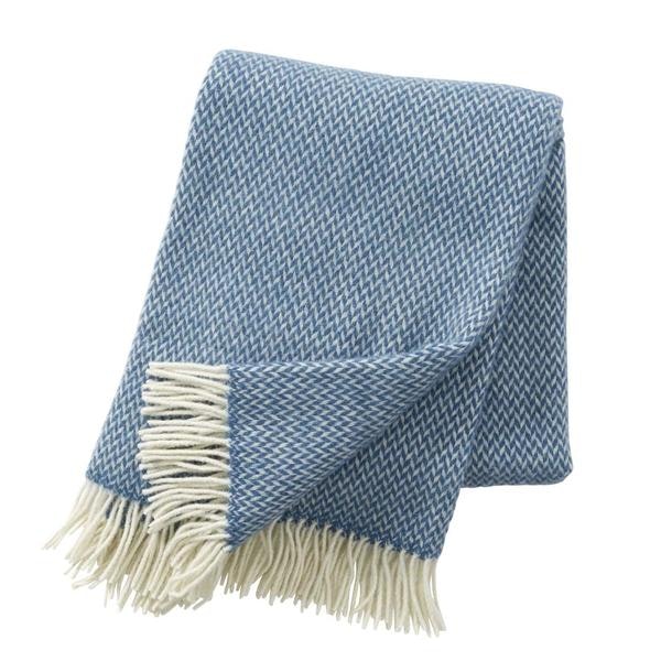 China Blue In Merino Lambswool Pulse Throw by Klippan