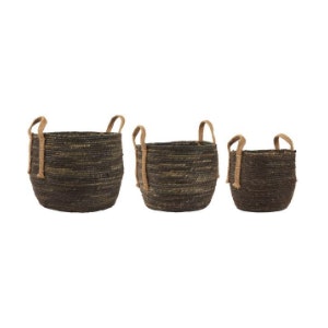 Set Of 3 Smoke Baskets With Jute Handles by CollardManson