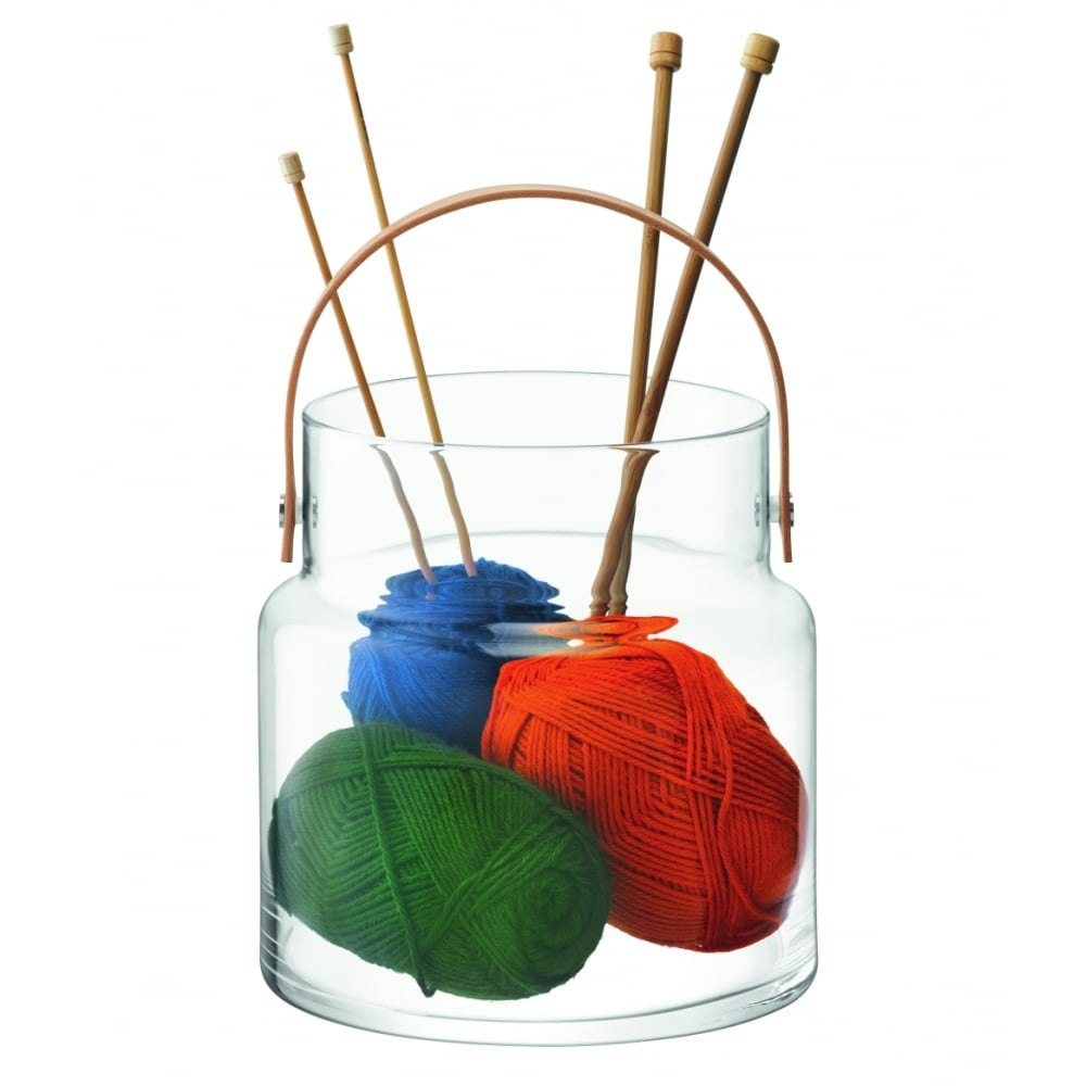 H35.5cm Clear Utility Pot and Leather Handle by LSA International