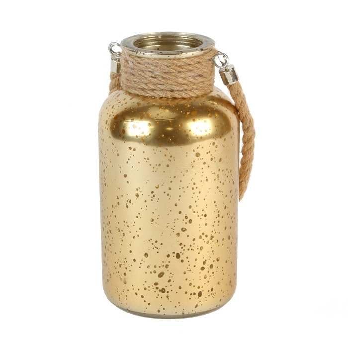 Gold Mercury Tall Hurricane With Rope Handle Jar by