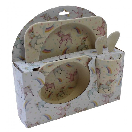Unicorn Print Bamboo Toddler Dining Set by Powell Craft