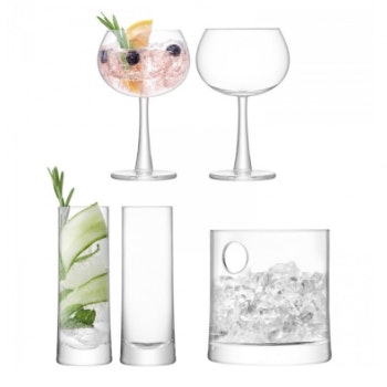 Handmade Glass Gin Ice Bucket & Cocktail Glass Set by LSA International