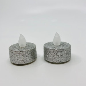 Silver & Glittery Led Tea Light Candles by The Upholsterer