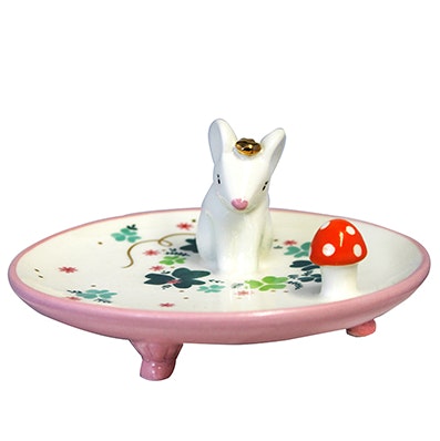 Pink Secret Garden Mouse Ceramic Trinket Dish by House of disaster