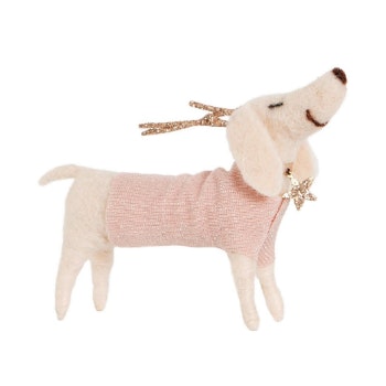 Pink and White Dachshund Dog With Antlers Decoration by Sass & Belle
