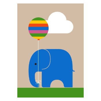 Blue Elephant Print by Dicky Bird