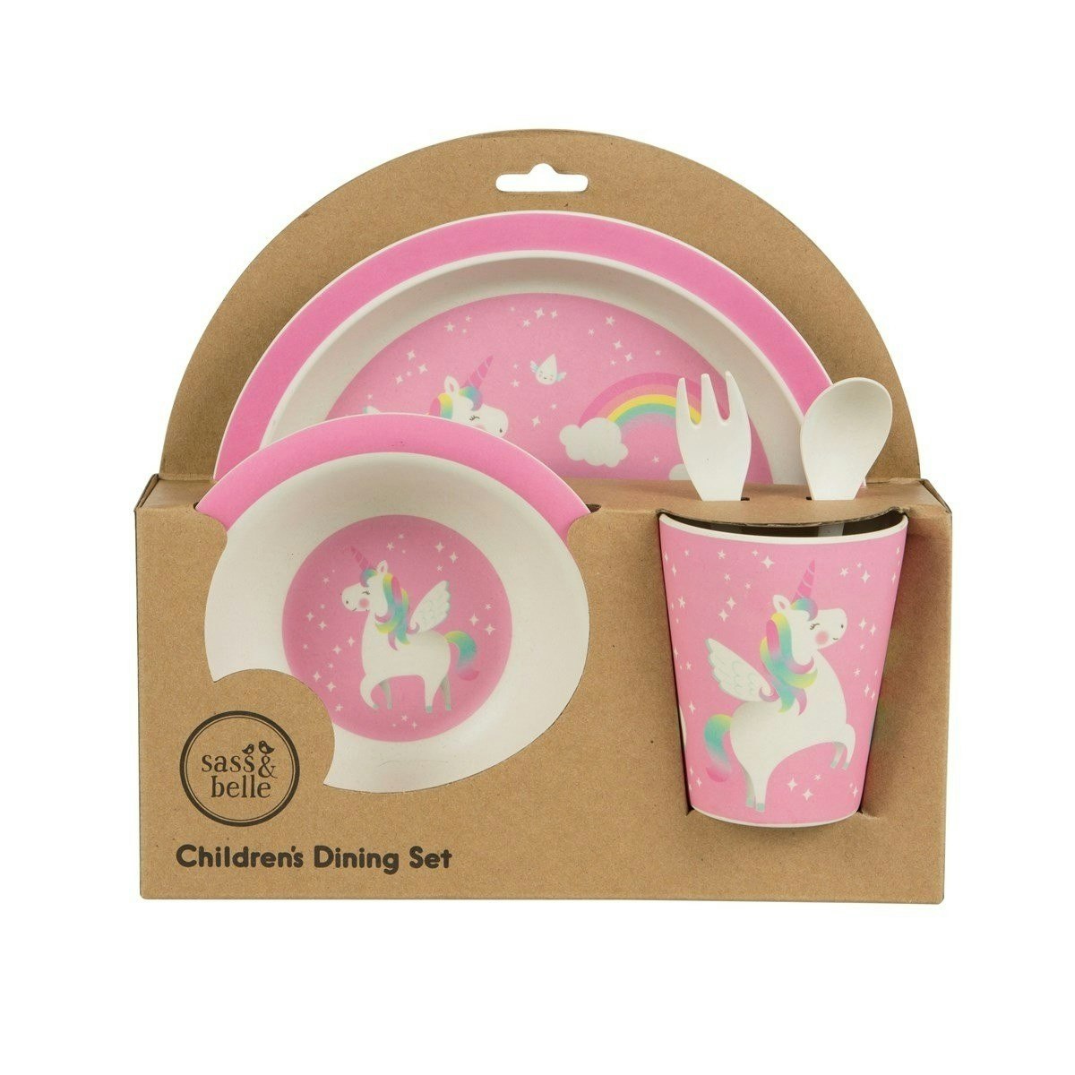 Rainbow Unicorn Bamboo Tableware Set by Sass & Belle