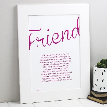 Pink My Friend Poem Print by Bespoke Verse
