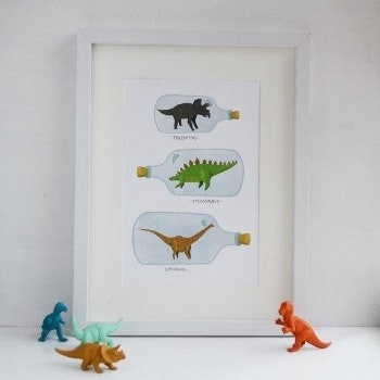 Bottled Dinosaurs Print by Hannah Stevens