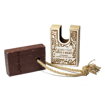Coffee & Walnut Soap On A Rope by Agnes & Cat