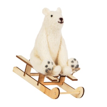 Woolly Polar Bear On A Sledge Decoration by Sass & Belle