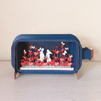 Hearts Flowers Message In A Bottle Card by Alljoy Design
