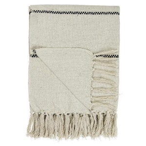 Ib Laursen Cream Throw With Black Stripe by Ib Laursen