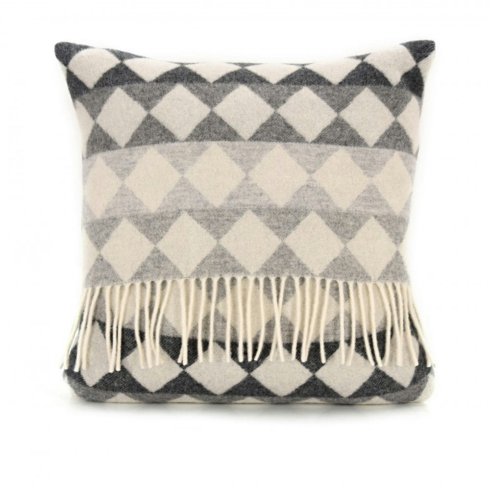 Monochrome Merino Diamond Lambswool Cushion by Tweedmill