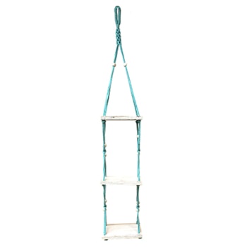 Light Blue Hanging Macrame Shelf by Disaster Designs