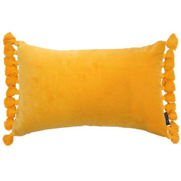 Yellow Velvet Tassel Cushion by Ragged Rose
