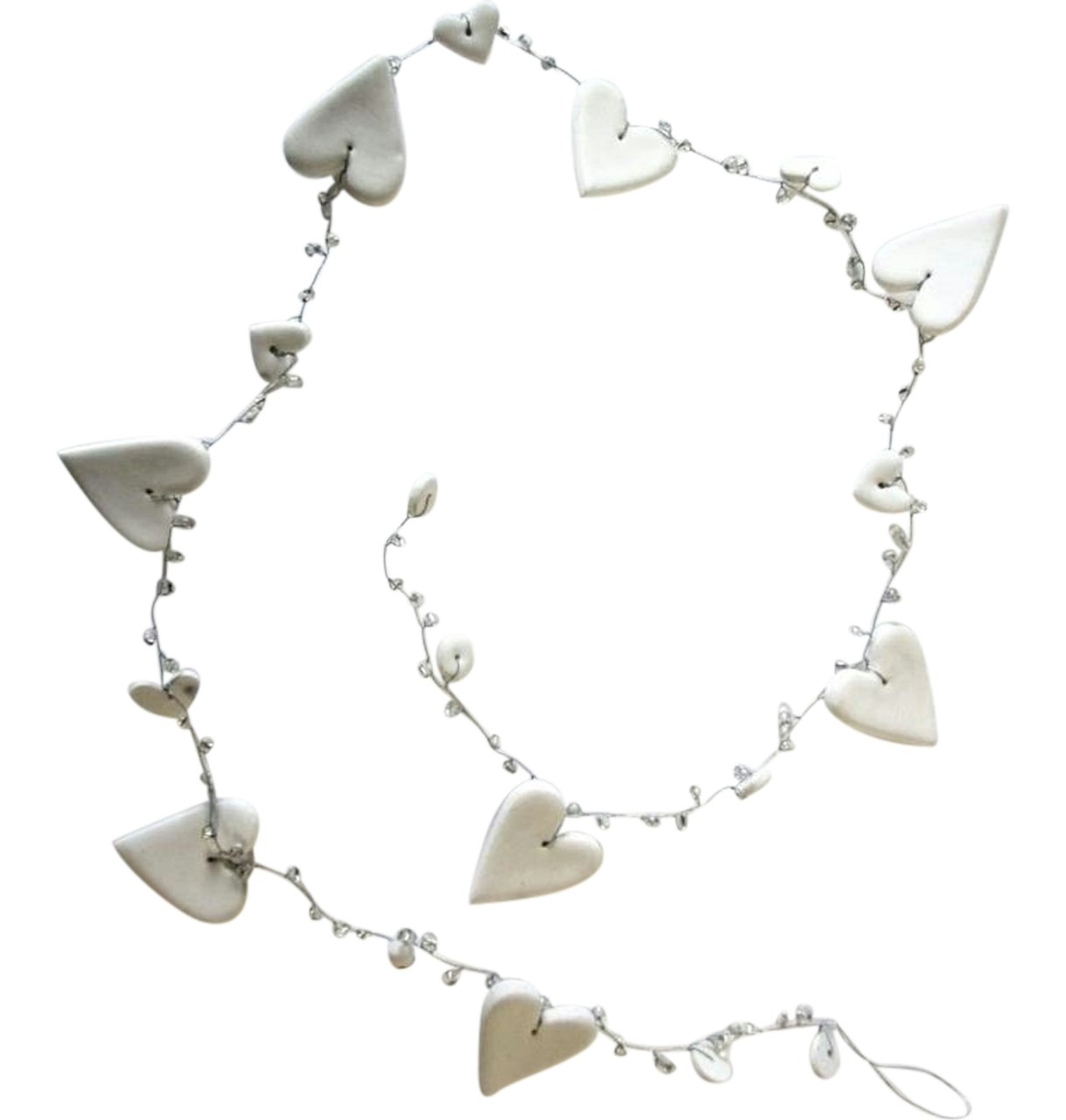 White Bead Heart Garland Decor by Shoeless Joe