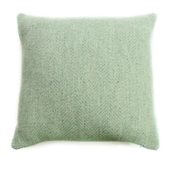 50x50 Laurel Green Pure New Wool Herringbone Cushion by Tweedmill Textiles