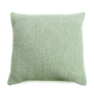 30x30 Laurel Green Pure New Wool Herringbone Cushion by Tweedmill Textiles