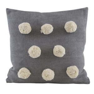 Large Grey Pom Pom Cushion by Raine And Humble