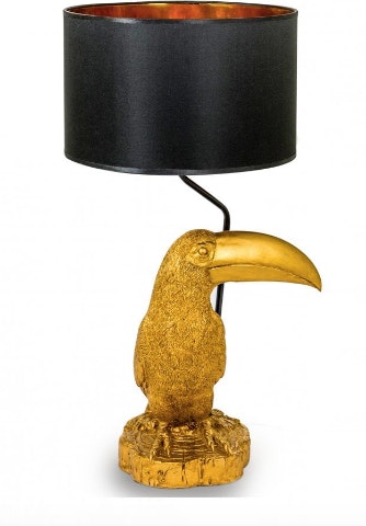 Gold Toucan Lamp with Black Shade by