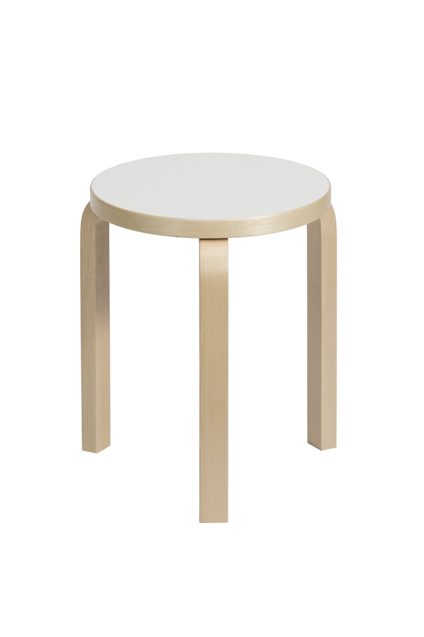 White Unassembled Laminate Seat 60 Stool by Artek