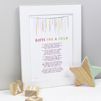Gifts For A Child Poem Print by Bespoke Verse