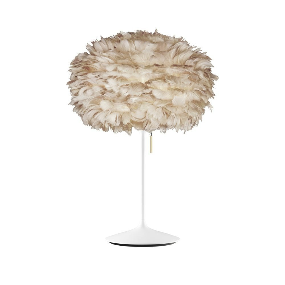 Medium Light Brown Feather Eos Table Lamp with White Santé Stand by UMAGE