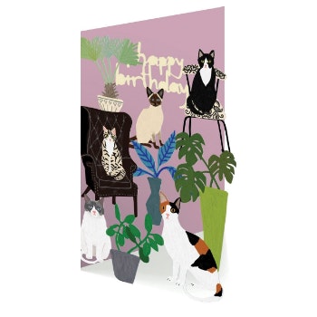 Happy Birthday Cats Cutout Card by Roger la Borde