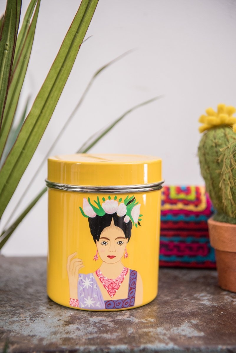 Yellow Frida Kahlo Canister by Ian Snow