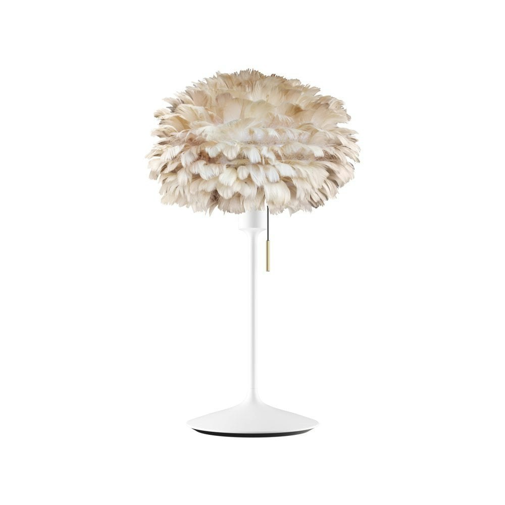 Mini Light Brown Feather Eos with White Stand Table Lamp by UMAGE