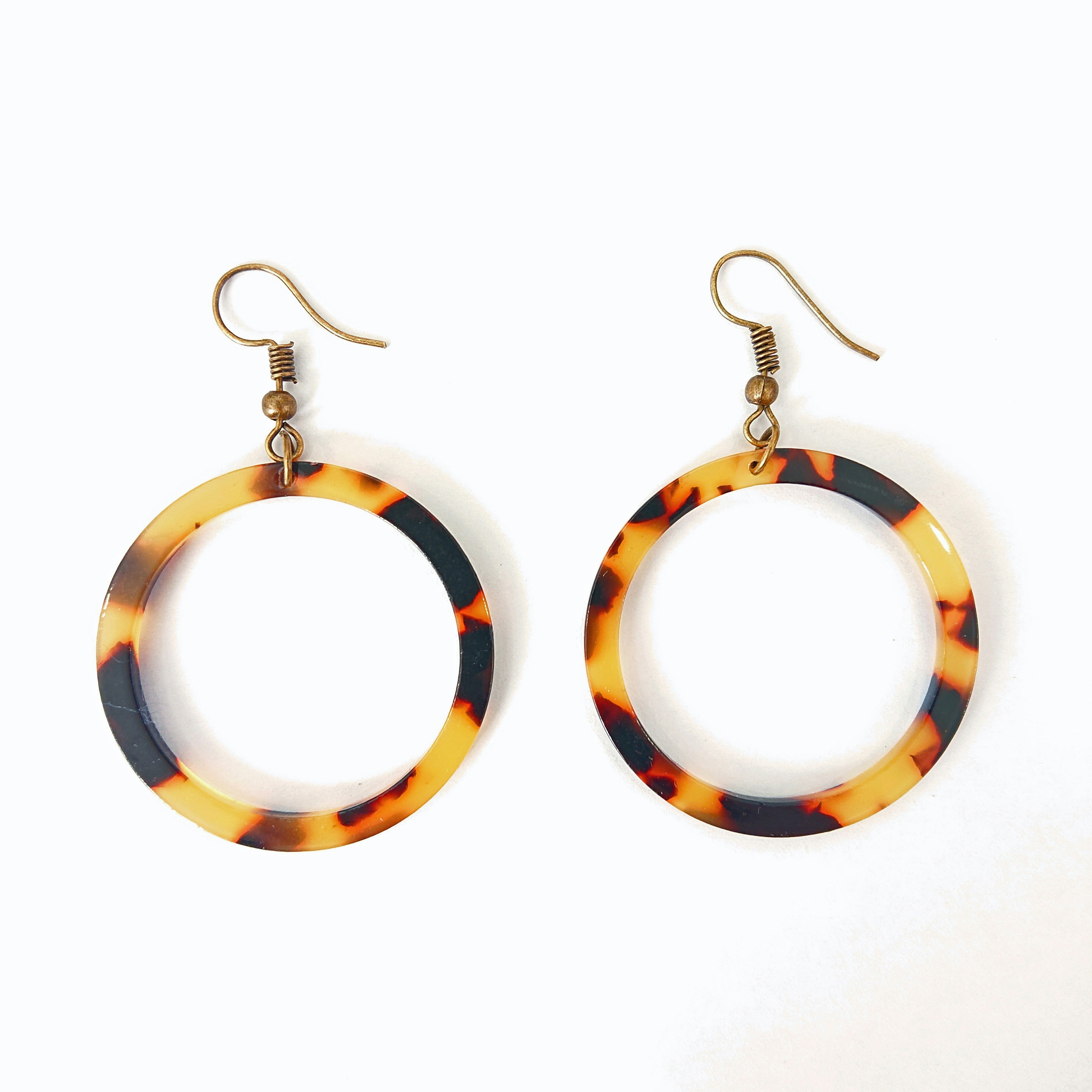 Tortoise Shell Circle Earrings by Hyde And Seek