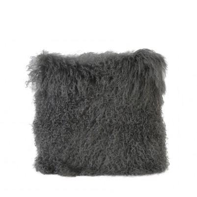 Tibetan Sheepskin Cushion In Grey by Light & Living