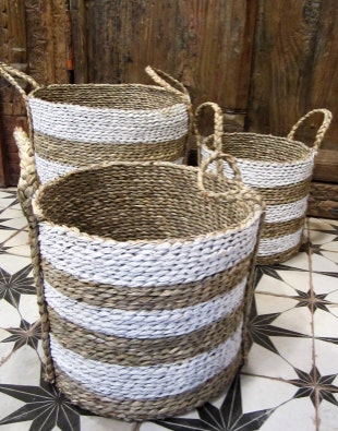 Large Striped Seagrass Basket by Shoeless Joe