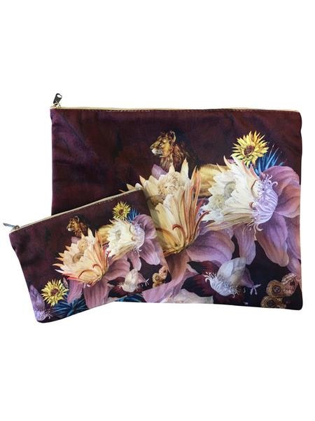 Velvet Makeup Bags And Pouch Plum Lion by Vanilla Fly