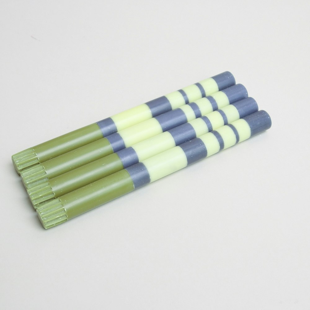 British Colour Standard Dinner Candles Indigo Jasmine And Olive by