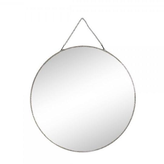 Medium Round Brass Mirror With Chain by Chic Antique
