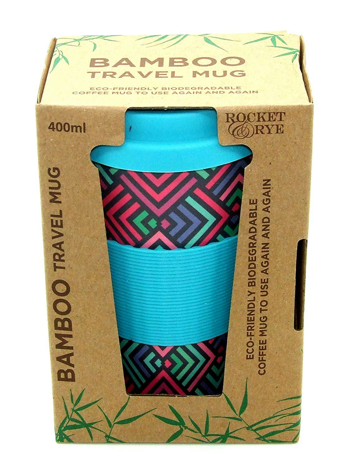 Bamboo Travel Mug - Bright Geometric Pattern by Rocket & Rye