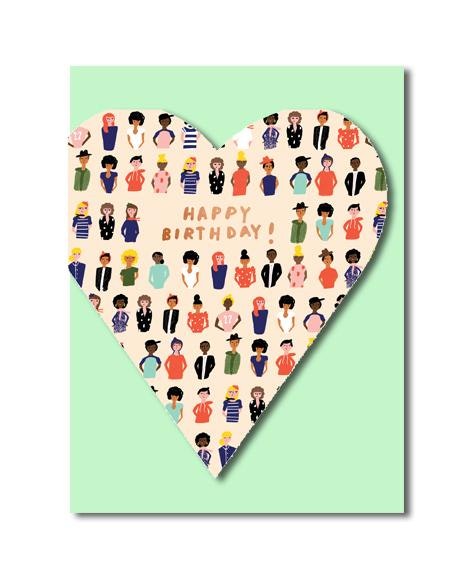 Happy Birthday Heart Friends Card by Carolyn Suzuki