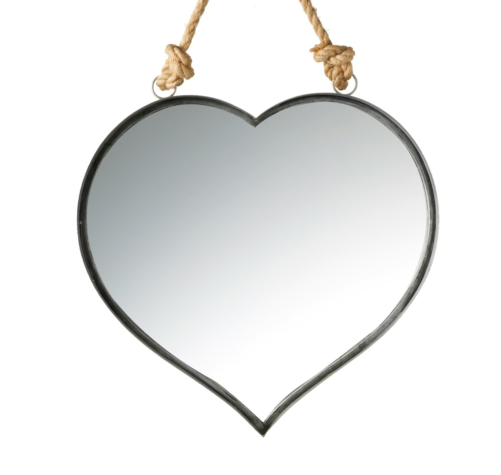 45 cm x 81 cm Grey Metal With Rope Heart Shaped Mirror by Parlane