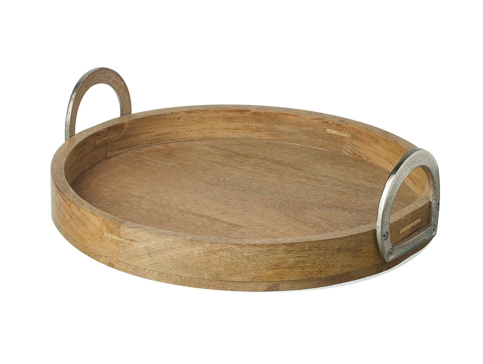 38 cm Diameter Wood/ Metal Natural Tray by Parlane