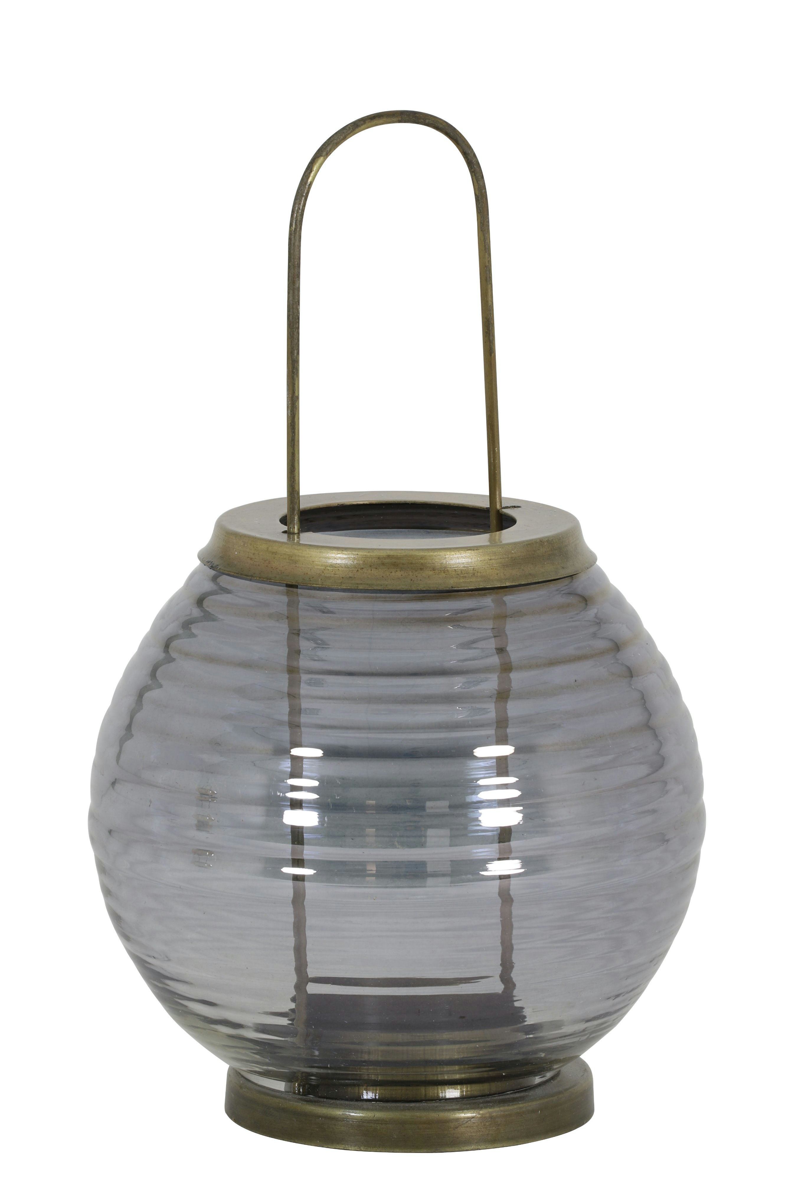 14 cm x 25 cm Grey Lustre and Antique Bronze Hurricane Lantern by Light & Living