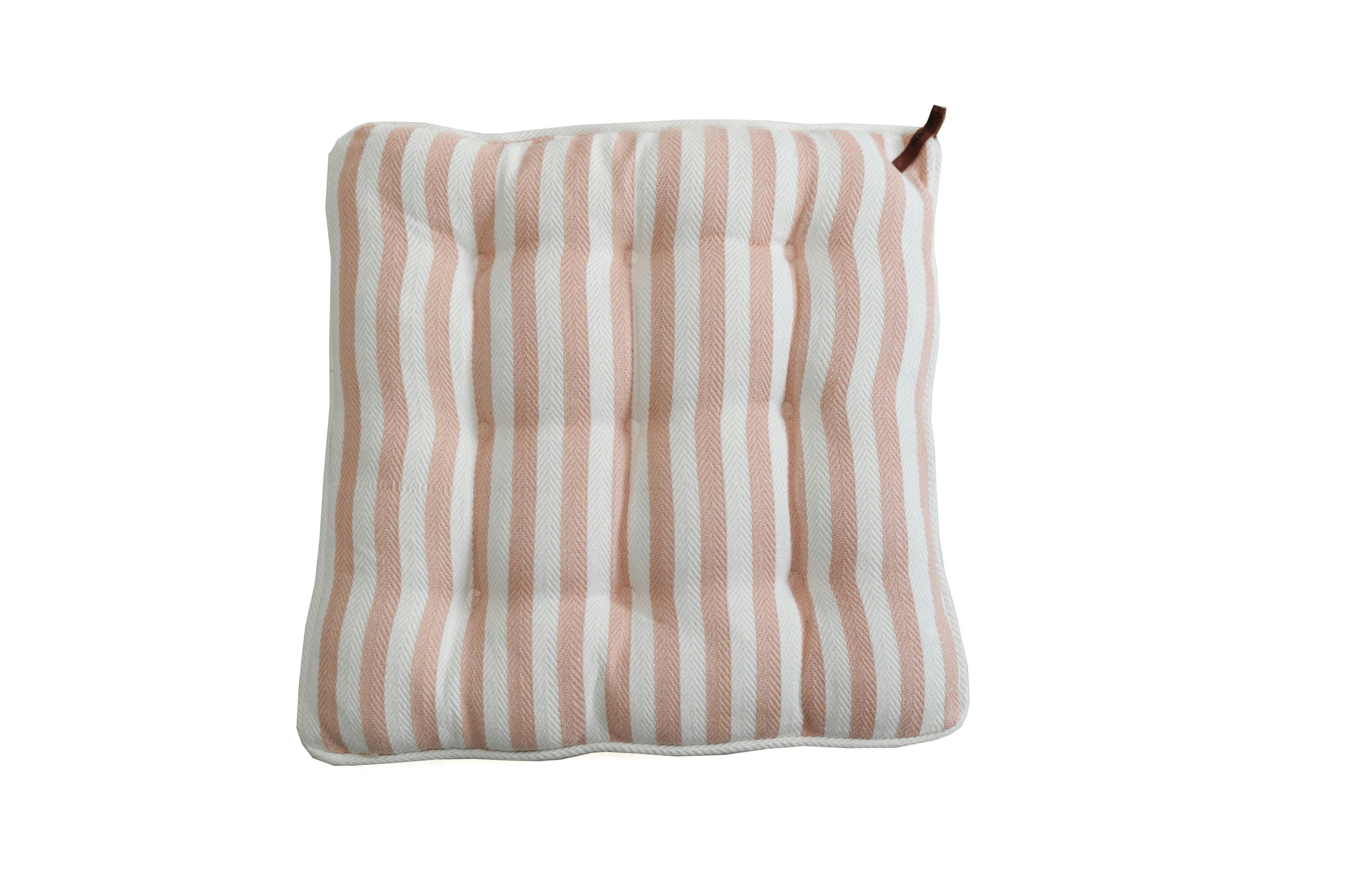 Square Cotton Soft Pink Striped Seat Pad by Cozy Living
