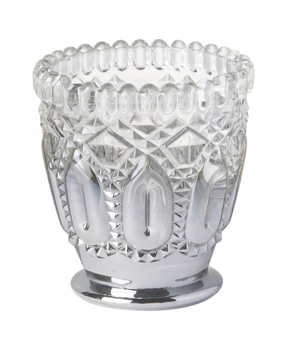 Sabrina Dark Grey Glass Tealight Holder by Parlane