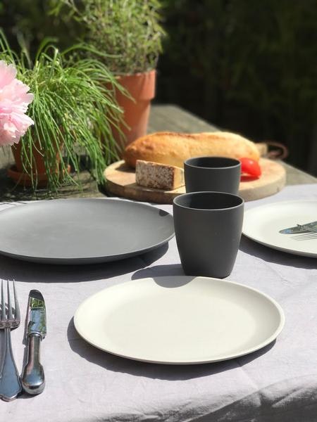 Bamboo Side Plate Grey Set Of 4 by Madam Stoltz
